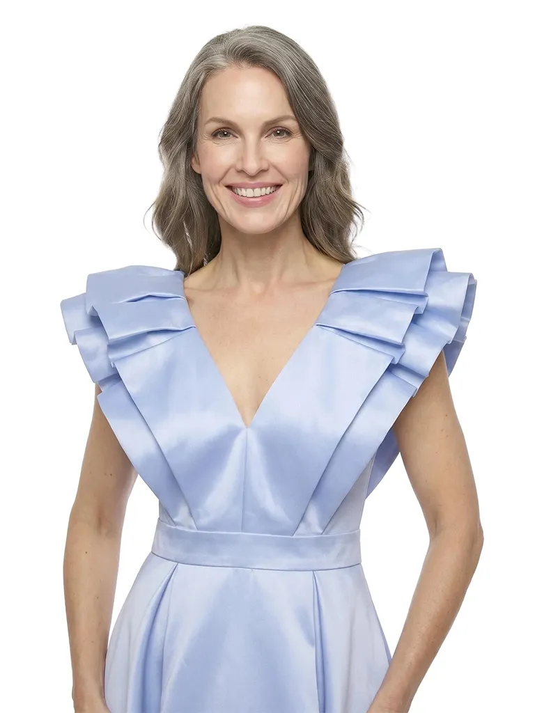 ChicSew Classy V-Neck Soft Satin A-Line Mother Of The Groom Dresses High-Low Maxi Sleeveless Gown sold by ChicSew product image thumbnail 2