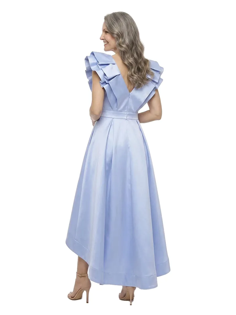 ChicSew Classy V-Neck Soft Satin A-Line Mother Of The Groom Dresses High-Low Maxi Sleeveless Gown sold by ChicSew product image thumbnail 3