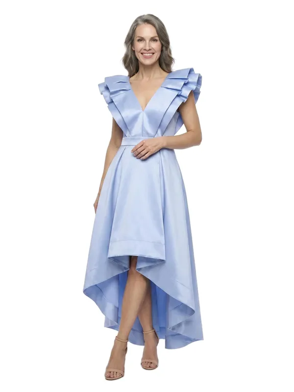 ChicSew Classy V-Neck Soft Satin A-Line Mother Of The Groom Dresses High-Low Maxi Sleeveless Gown made by ChicSew
