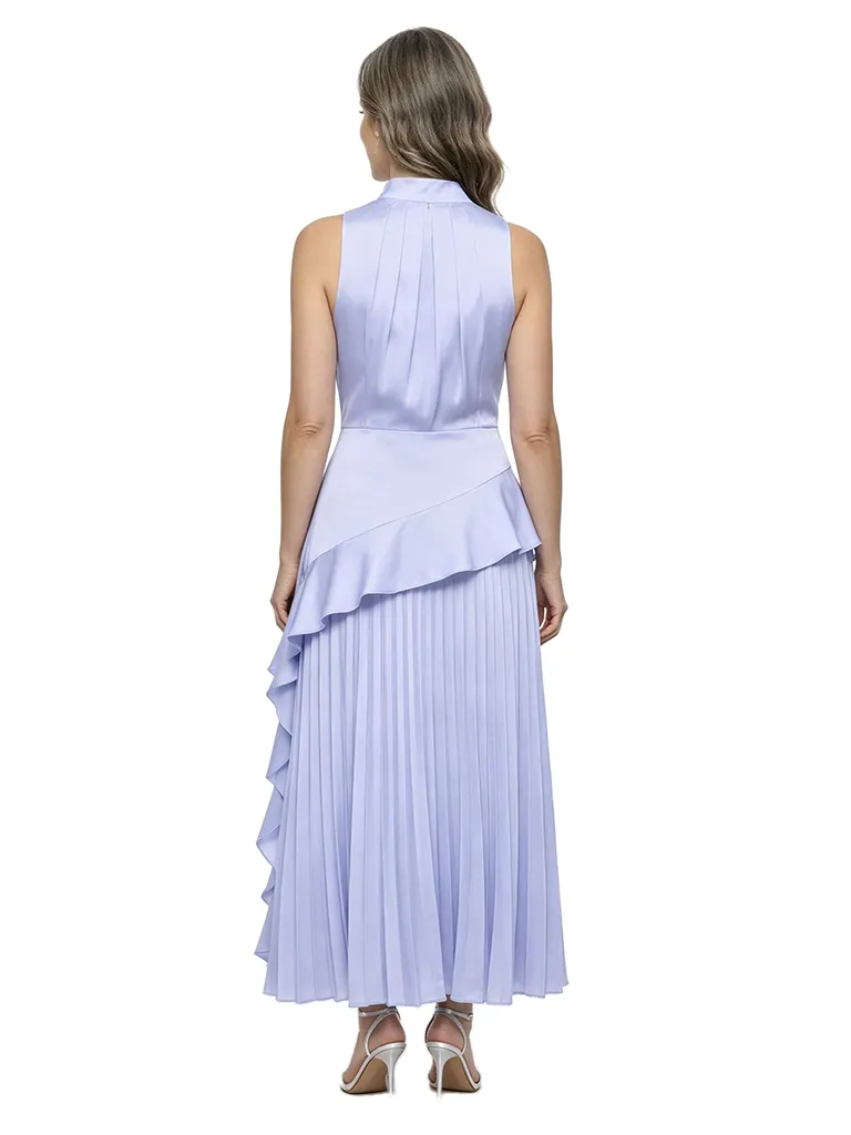 ChicSew High Neck Halter Pleated Satin Ankle Length Mother of the Bride Dress sold by ChicSew product image thumbnail 3