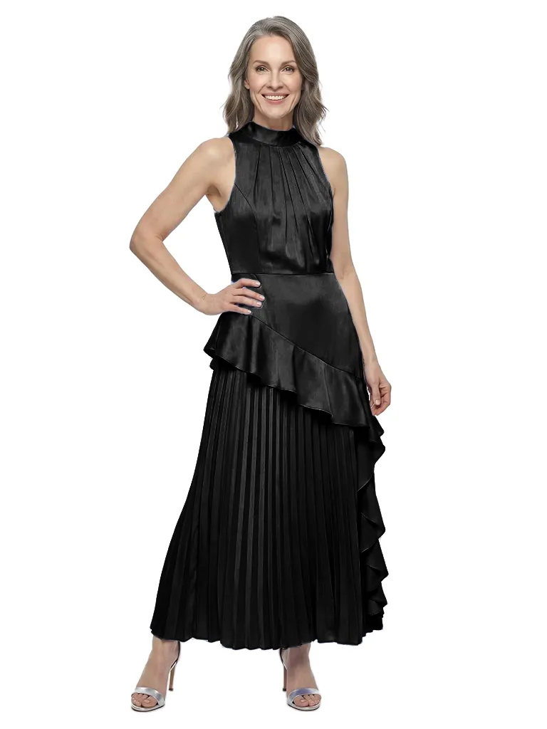 ChicSew High Neck Halter Pleated Satin Ankle Length Mother of the Bride Dress sold by ChicSew product image thumbnail 4