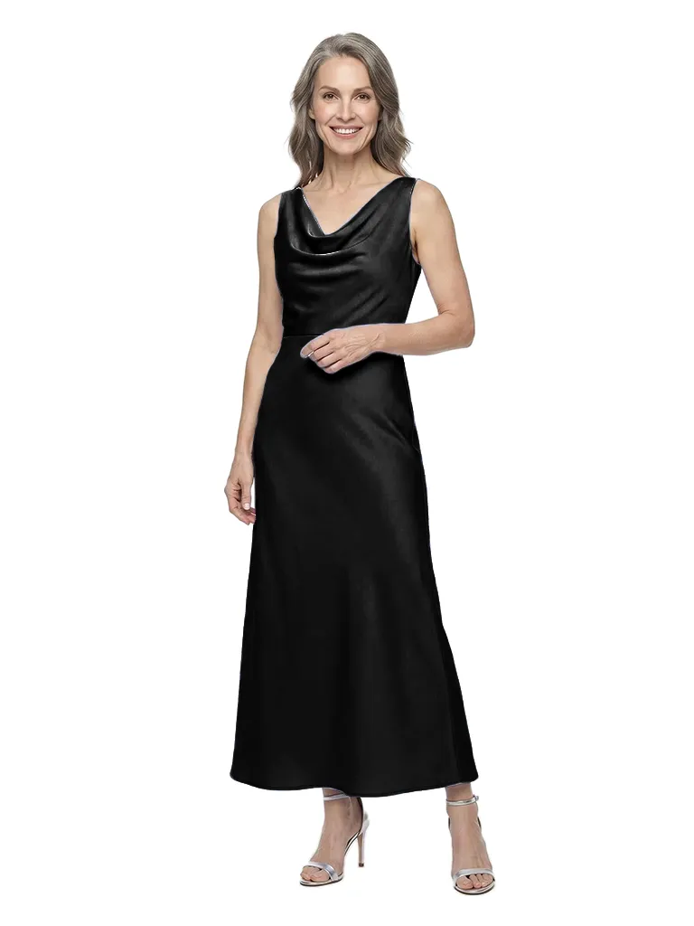 ChicSew Cowl Neck Satin Ankle-Length Sheath Mother of the Bride Dress sold by ChicSew product image thumbnail 4