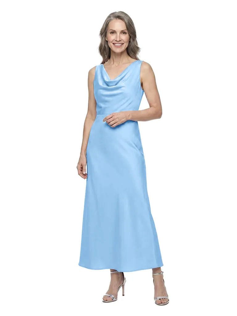 ChicSew Cowl Neck Satin Ankle-Length Sheath Mother of the Bride Dress sold by ChicSew product image thumbnail 5