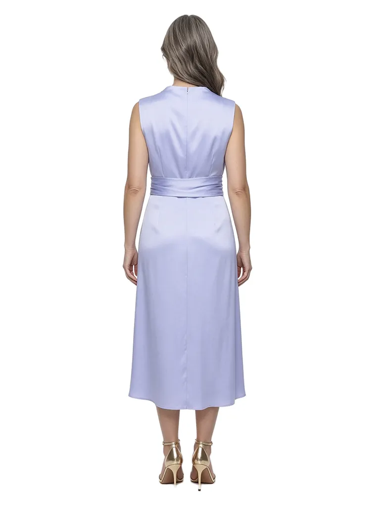 ChicSew High Neck Sleeveless Satin Asymmetrical Wrap Midi Mother of the Bride Dress sold by ChicSew product image thumbnail 3