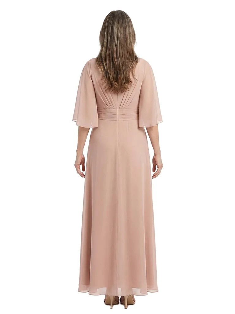 ChicSew Modest Chiffon Flutter Sleeve A-Line V-Neck Mother Of The Groom Gowns With Pleated Waist sold by ChicSew product image thumbnail 3