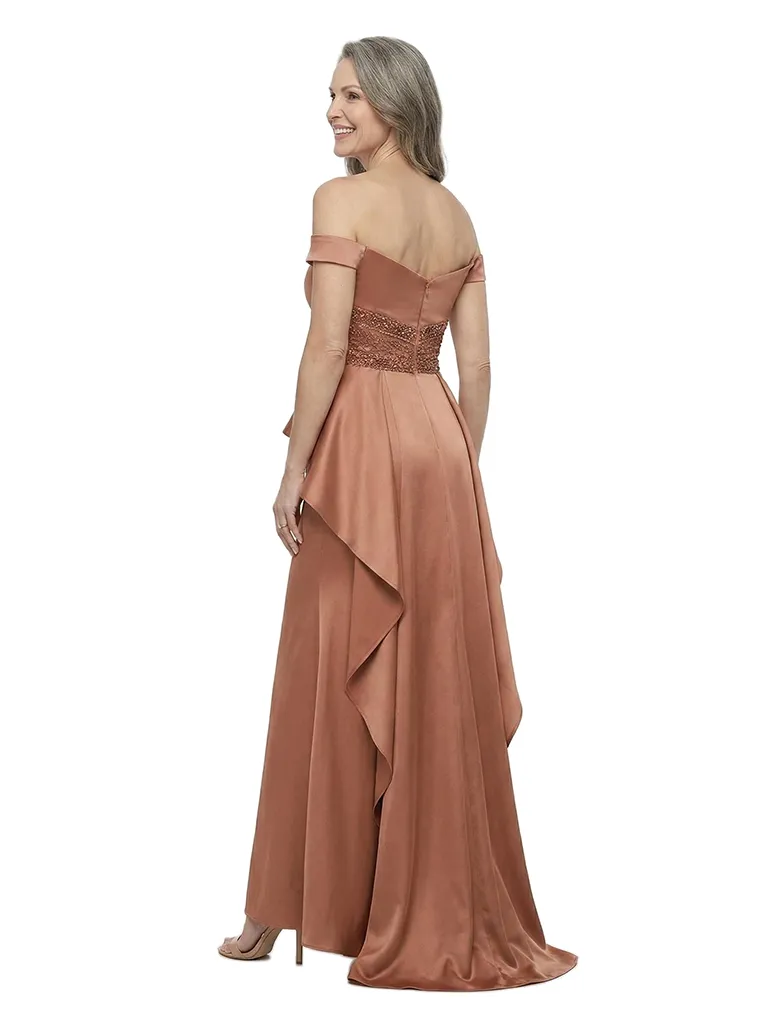 ChicSew Off The Shoulder Sweetheart Beaded Waist Satin Floor-Length Mermaid Mother of the Bride Dress sold by ChicSew product image thumbnail 3