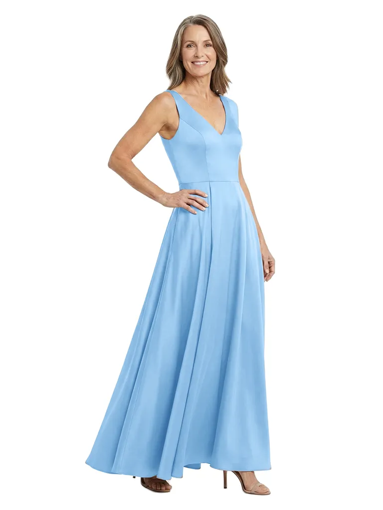 ChicSew Timeless Sleeveless V-Neck Silky Satin Full Length A-Line Mother Of The Bride Dresses sold by ChicSew product image thumbnail 5