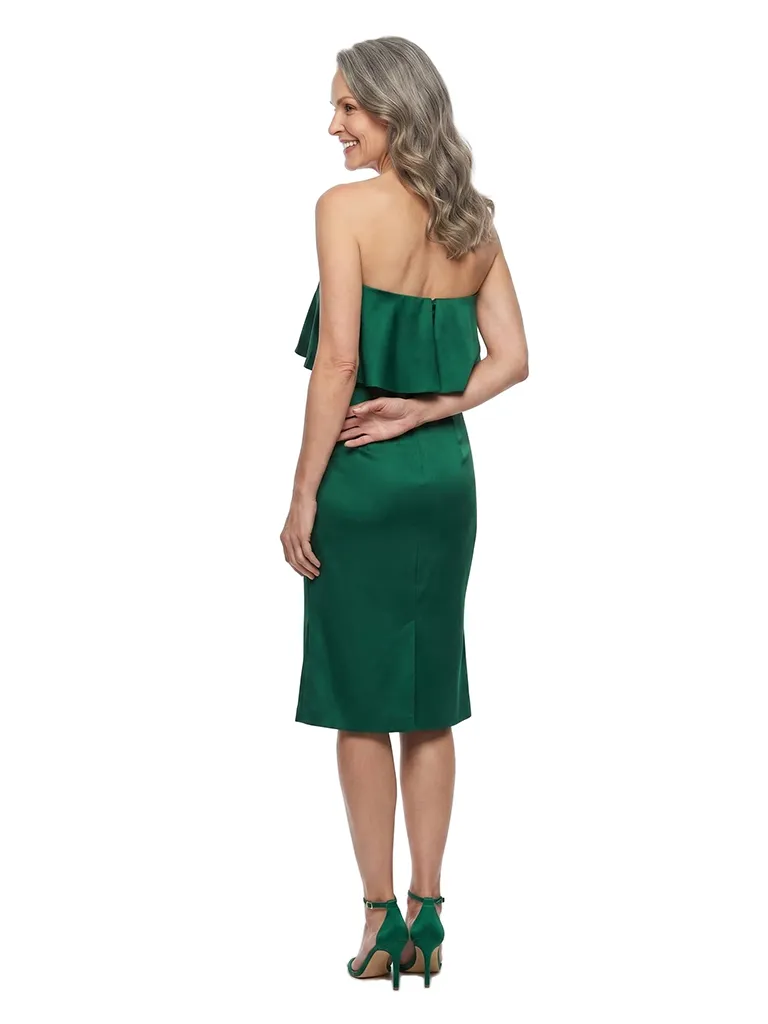 ChicSew Strapless Ruffle Overlay Satin Midi Sheath Mother of the Bride Dress sold by ChicSew product image thumbnail 3