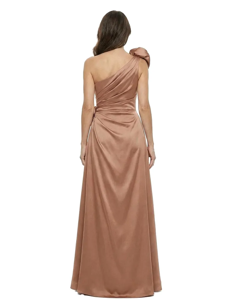ChicSew Unique One Shoulder Silky Satin Mother Of The Groom Gown Rosette Detail Side Slit sold by ChicSew product image thumbnail 3