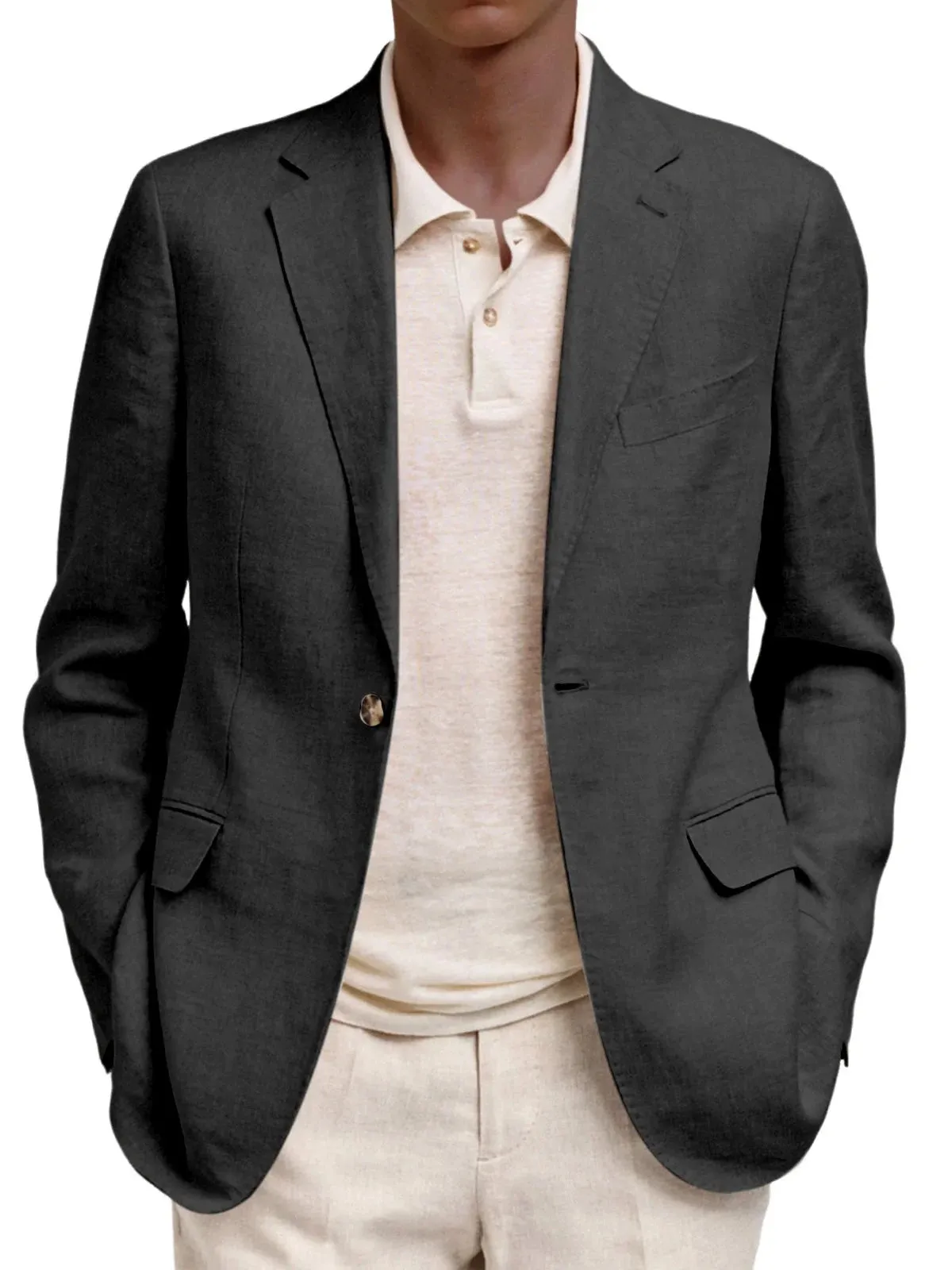 Leisure Men's Long Sleeve Lapel Pocket Business Suit Coat sold by ChicSew product image thumbnail 2