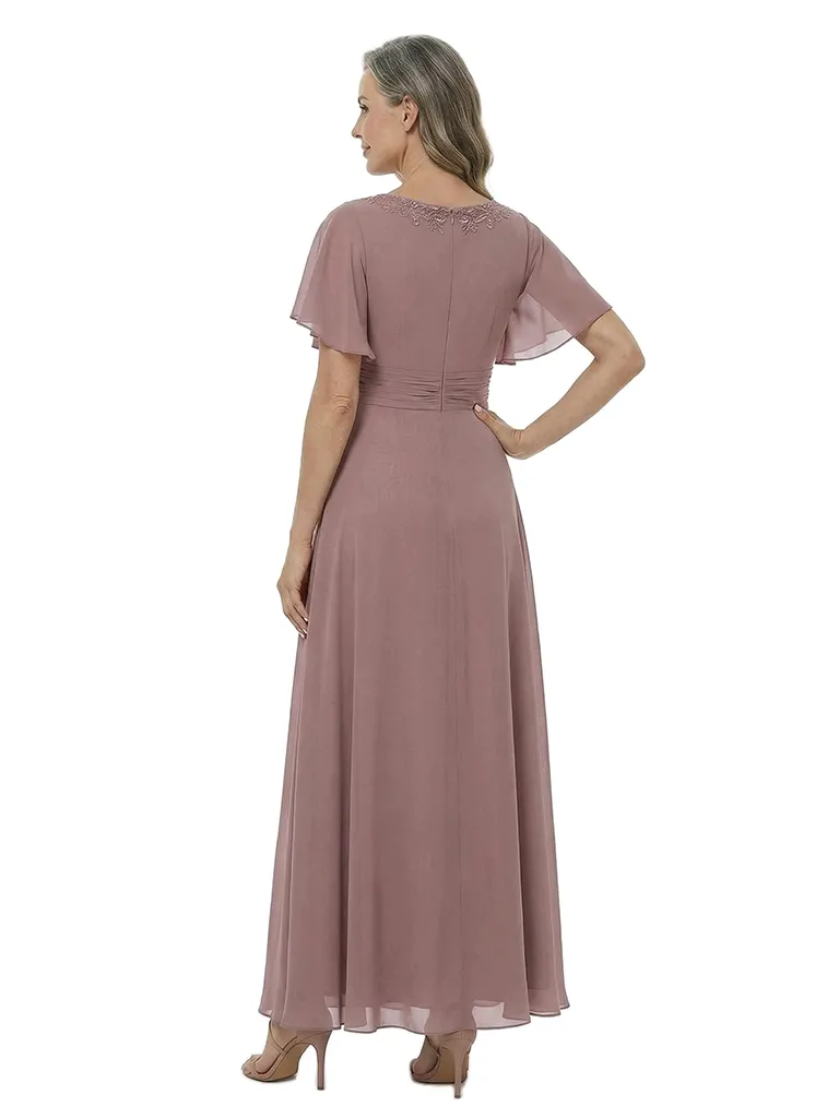 ChicSew Beautiful Flutter Sleeve A-Line Chiffon Mother Of The Groom Gowns With Ruffle sold by ChicSew product image thumbnail 3