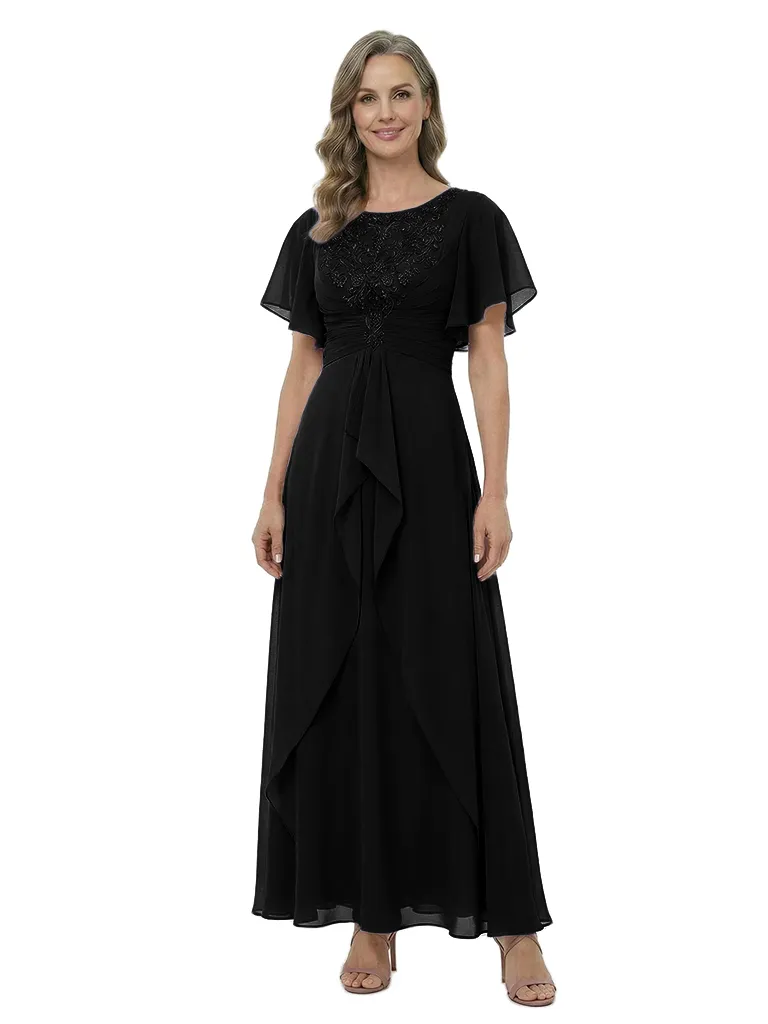 ChicSew Beautiful Flutter Sleeve A-Line Chiffon Mother Of The Groom Gowns With Ruffle sold by ChicSew product image thumbnail 4