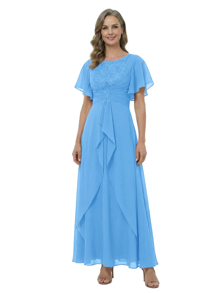 ChicSew Beautiful Flutter Sleeve A-Line Chiffon Mother Of The Groom Gowns With Ruffle sold by ChicSew product image thumbnail 5