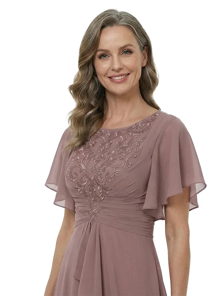 ChicSew Beautiful Flutter Sleeve A-Line Chiffon Mother Of The Groom Gowns With Ruffle sold by ChicSew product image thumbnail 2