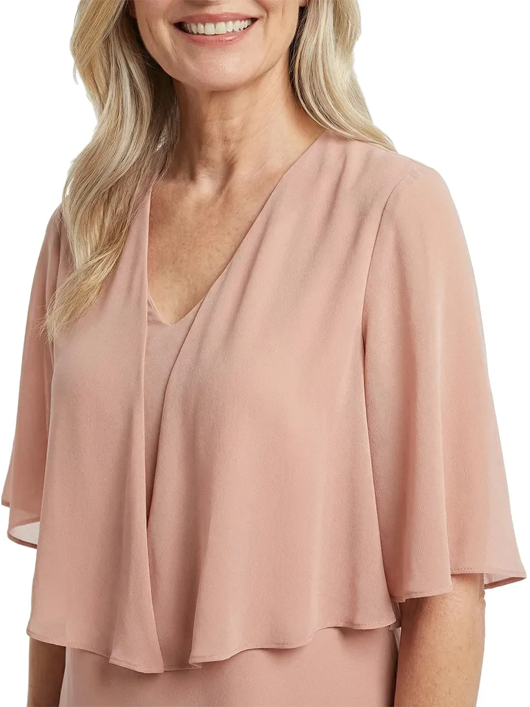 ChicSew Unique V-Neck Mother Of The Bride Pant Suits With Chiffon Short Sleeves Set sold by ChicSew product image thumbnail 2