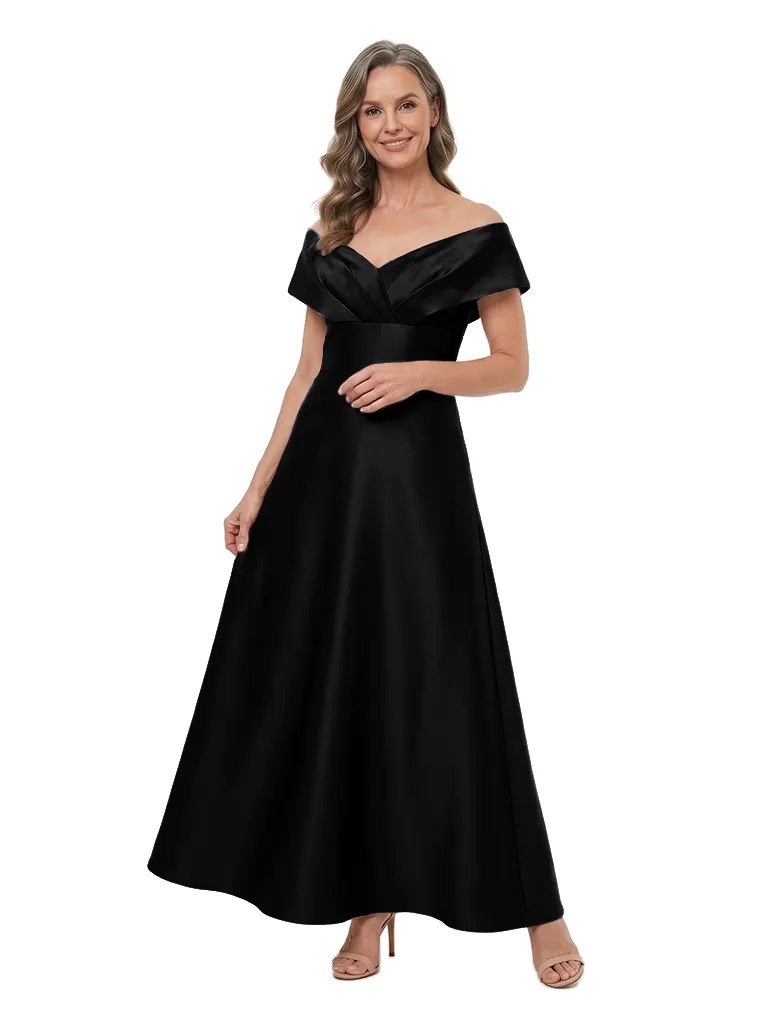 ChicSew Fancy Off Shoulder V-Neck Ruched A-Line Satin Mermaid Mother Of The Groom Evening Gowns sold by ChicSew product image thumbnail 4