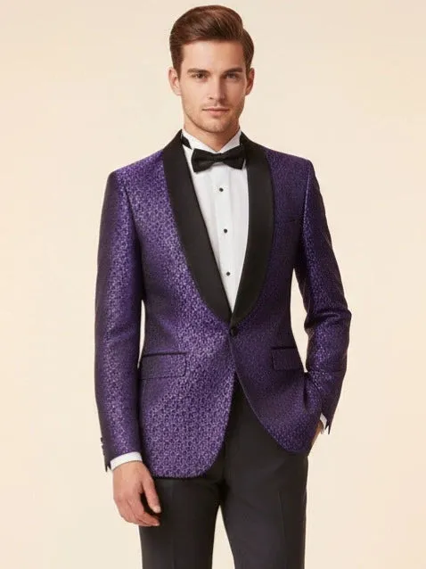 New Men's Plus-size Collar Suit 2 piece Single-row One-button Jacquard suit sold by ChicSew product image thumbnail 2