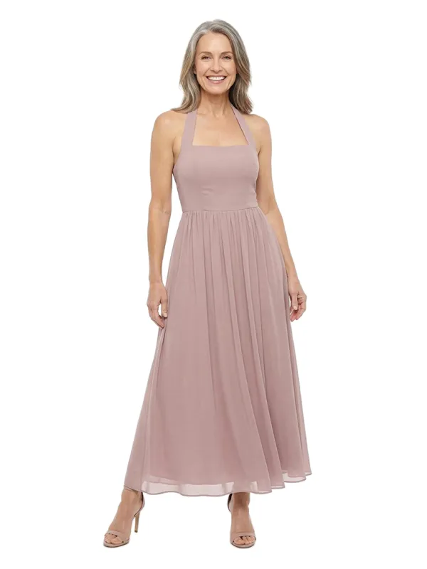 ChicSew Halter Sleeveless Chiffon A-Line Ankle Length Romantic Mother of the Bride Dress made by ChicSew