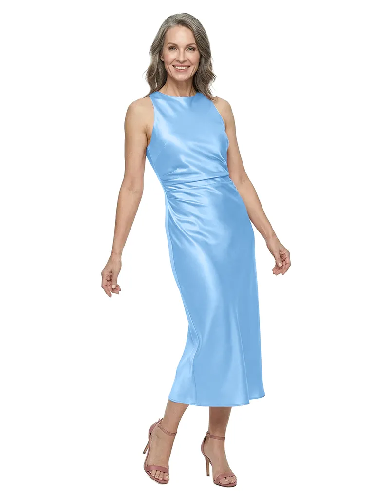 ChicSew Jewel Sleeveless Satin Tea Length Sophisticated Mother of the Bride Dress sold by ChicSew product image thumbnail 5