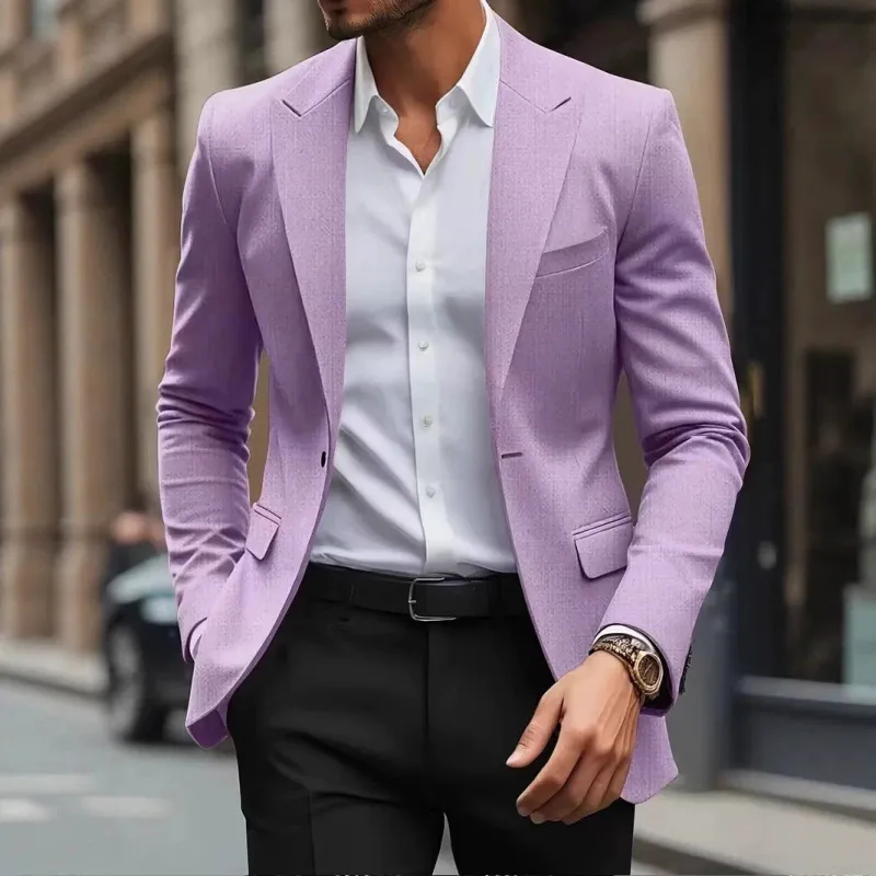 Casual Single-row Button Suit Jacket Men's Slim Suit Jacket Long Sleeves Suit made by ChicSew