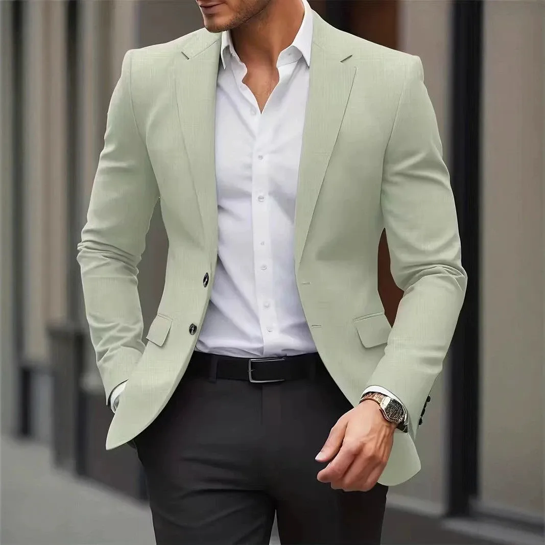 Casual Single-row Button Suit Jacket Men's Slim Suit Jacket Long Sleeves Suit sold by ChicSew product image thumbnail 2