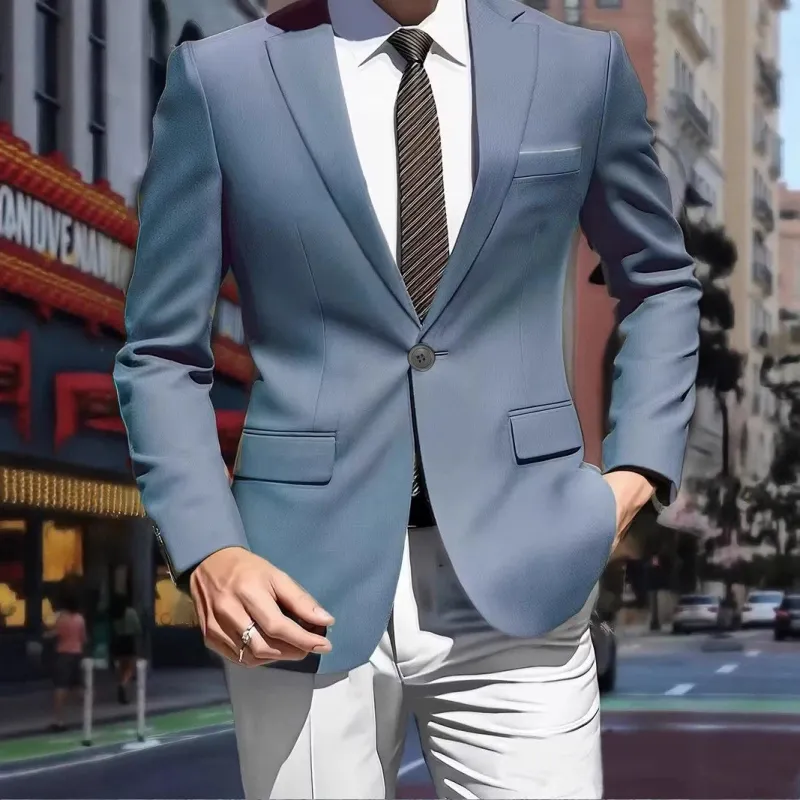 Casual Single-row Button Suit Jacket Men's Slim Suit Jacket Long Sleeves Suit made by ChicSew