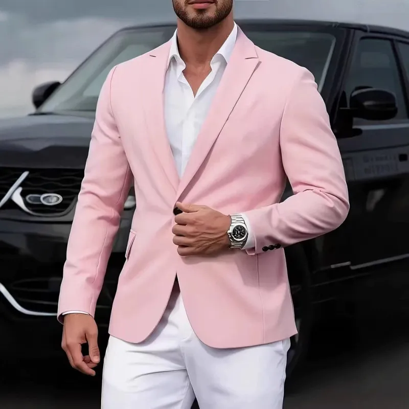 Casual Single-row Button Suit Jacket Men's Slim Suit Jacket Long Sleeves Suit made by ChicSew