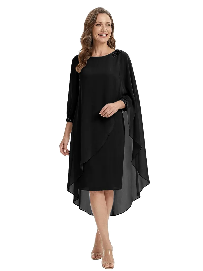 ChicSew Sheath 3/4 Sleeves Rhinestone Chiffon Knee-Length Mother Of The Bride Dress sold by ChicSew product image thumbnail 4