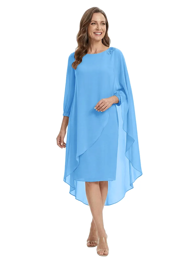 ChicSew Sheath 3/4 Sleeves Rhinestone Chiffon Knee-Length Mother Of The Bride Dress sold by ChicSew product image thumbnail 5