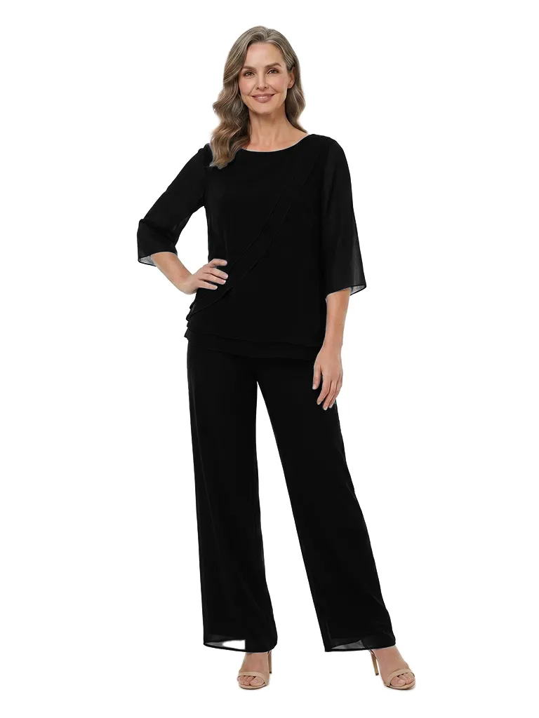 ChicSew Scoop 3/4 Sleeve Chiffon Two-Piece Mother of the Bride Pant Suit sold by ChicSew product image thumbnail 4