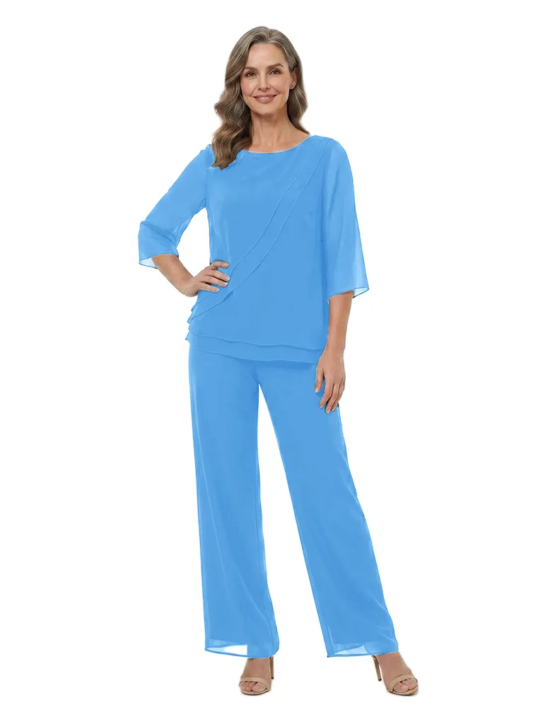 ChicSew Scoop 3/4 Sleeve Chiffon Two-Piece Mother of the Bride Pant Suit sold by ChicSew product image thumbnail 5
