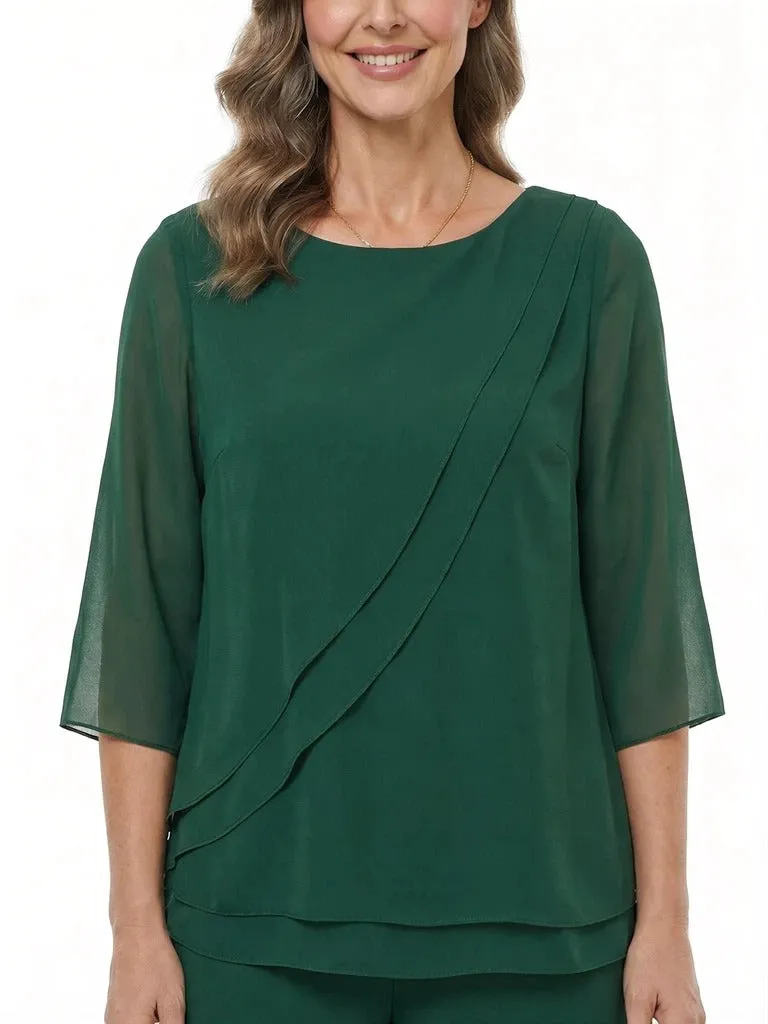 ChicSew Scoop 3/4 Sleeve Chiffon Two-Piece Mother of the Bride Pant Suit sold by ChicSew product image thumbnail 2
