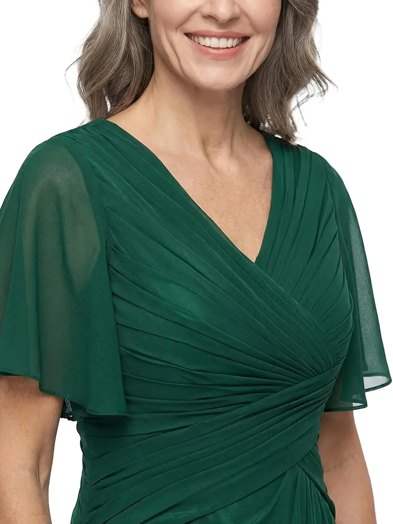 ChicSew V-Neck Flutter Sleeve Pleated Chiffon Ankle Length A-Line Mother of the Bride Dress sold by ChicSew product image thumbnail 2