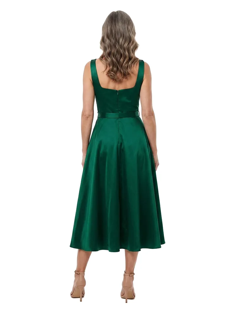 ChicSew Square Sleeveless Belted Satin Midi A-Line Mother of the Bride Dress sold by ChicSew product image thumbnail 3
