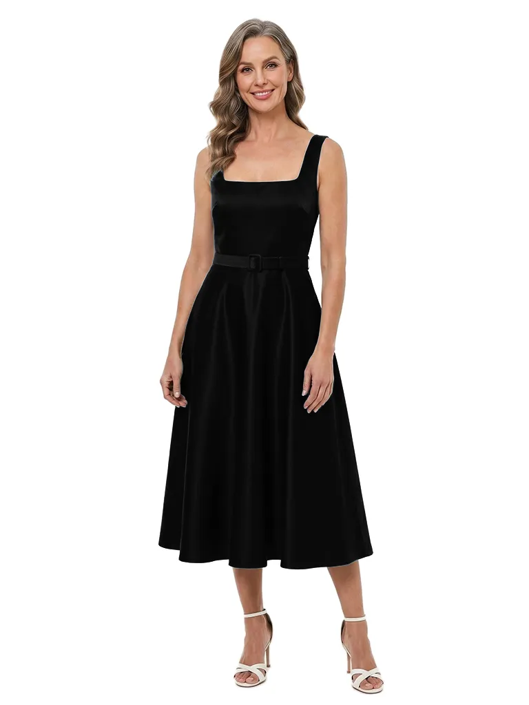 ChicSew Square Sleeveless Belted Satin Midi A-Line Mother of the Bride Dress sold by ChicSew product image thumbnail 4