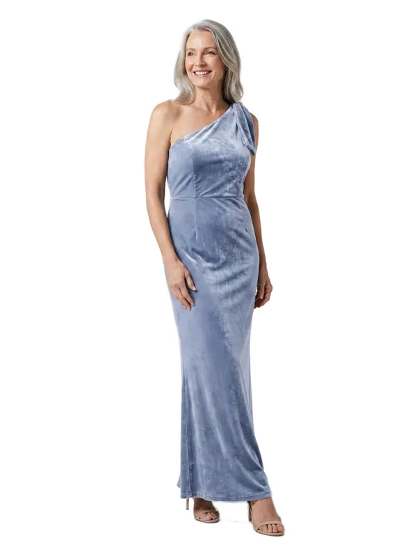 ChicSew Unique One Shoulder With Bow Velvet Floor-Length Sheath Mother Of The Bride Gown made by ChicSew