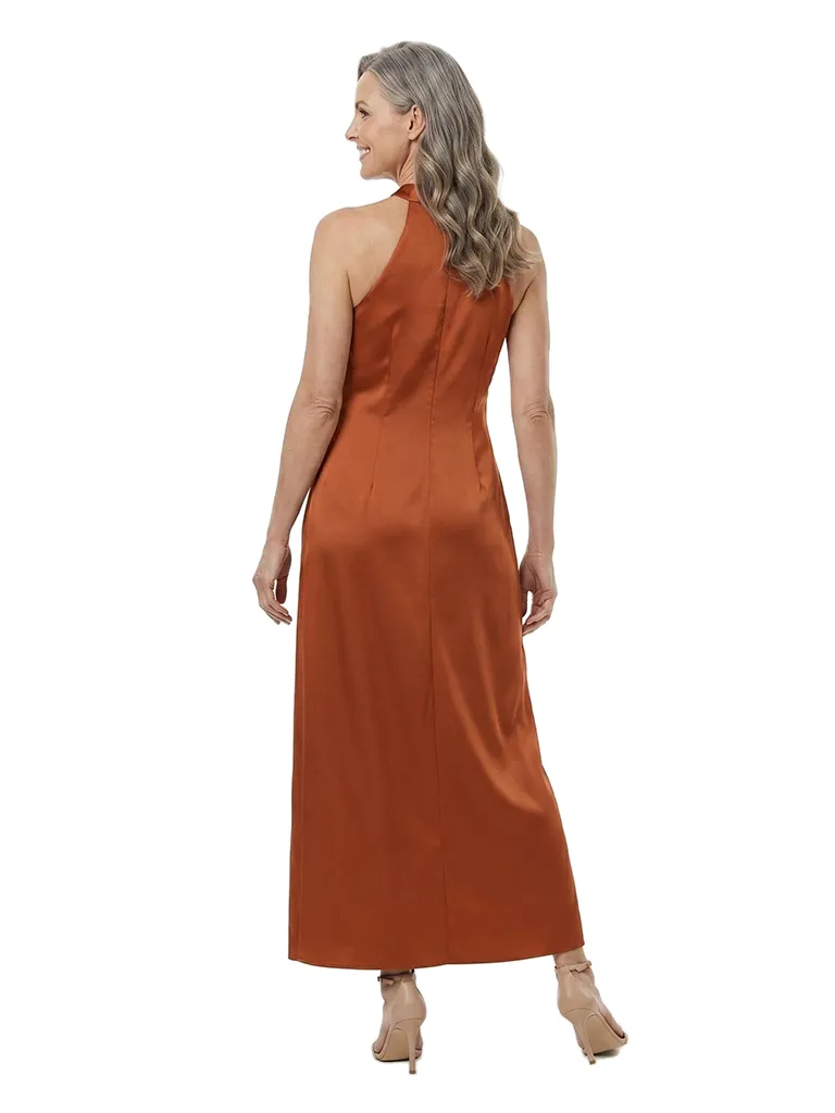 ChicSew Halter Sleeveless Satin Tea Length Sheath Mother of the Bride Dress sold by ChicSew product image thumbnail 3