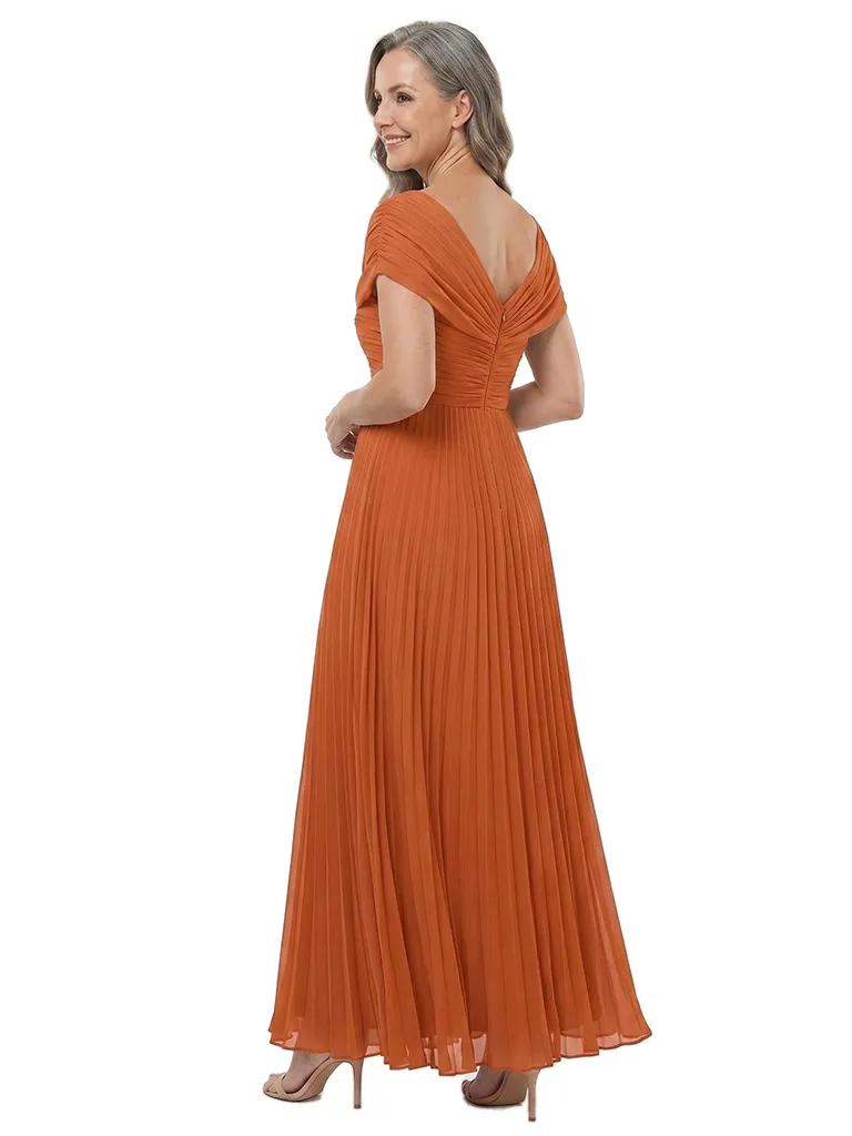 ChicSew V-Neck Pleats Chiffon A-Line Floor-Length Mother Of The Bride Dress sold by ChicSew product image thumbnail 3