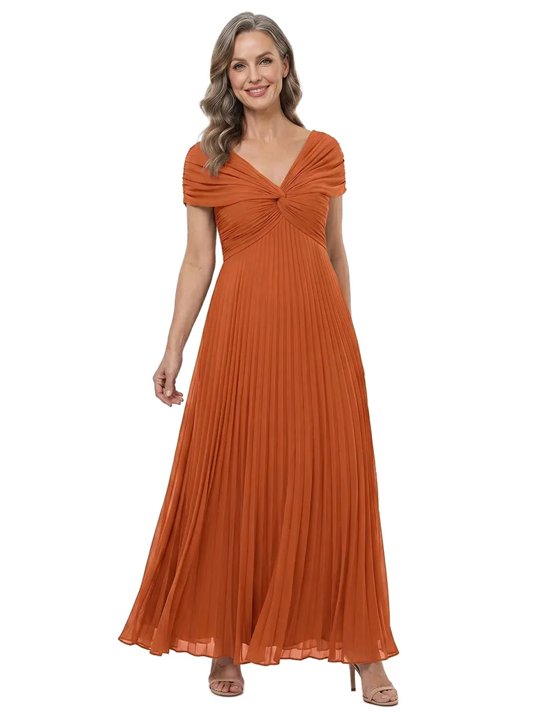 ChicSew V-Neck Pleats Chiffon A-Line Floor-Length Mother Of The Bride Dress sold by ChicSew