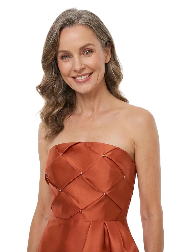 ChicSew Straight Across Mermaid Ruffle Satin Floor-Length Mother of the Bride Dress sold by ChicSew product image thumbnail 2