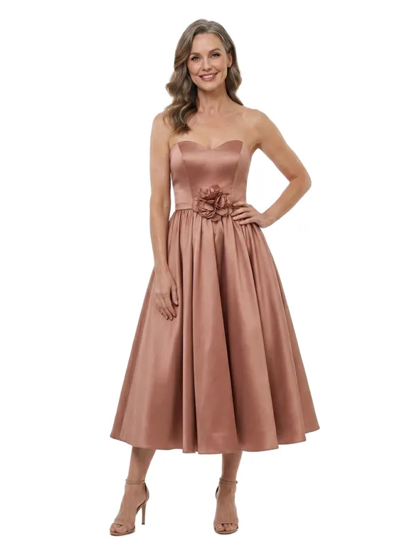 ChicSew Pretty Sweetheart Mother Of The Bride Dresses Tea-Length Satin A-Line Party Gown made by ChicSew