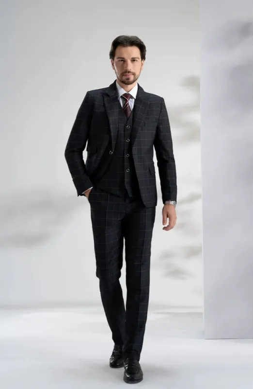 Elegant Classic 3 Piece Men's Suit with Regular Fit and Sophisticated Peak Lapel made by ChicSew