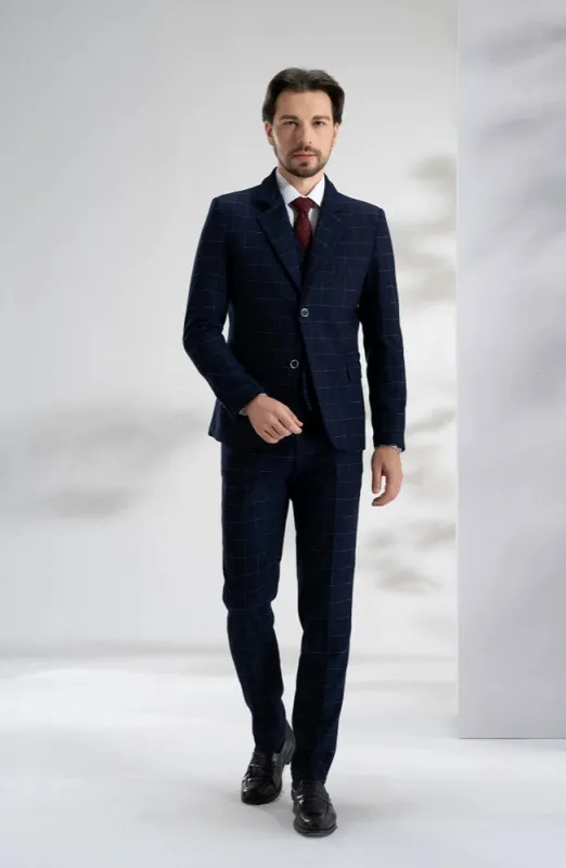 Elegant Classic 3 Piece Men's Suit with Regular Fit and Sophisticated Peak Lapel made by ChicSew