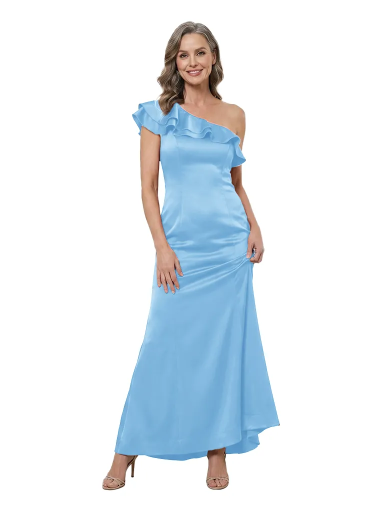 ChicSew One Shoulder Ruffle Satin Ankle Length Mermaid Mother of the Bride Dress sold by ChicSew product image thumbnail 5