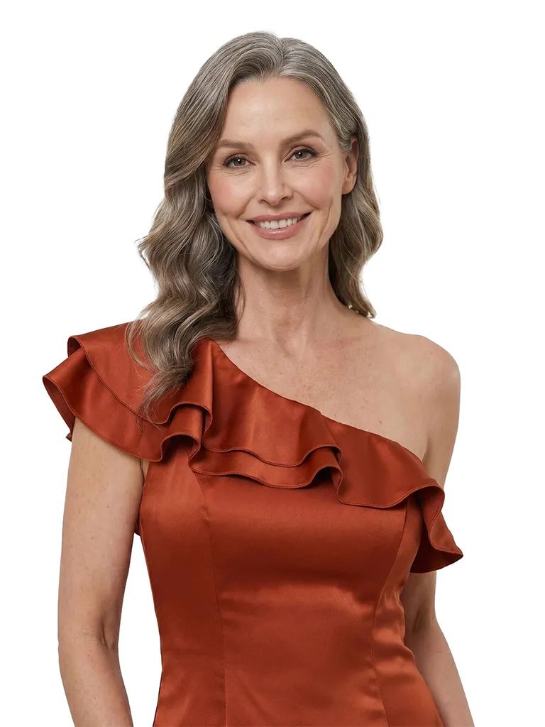 ChicSew One Shoulder Ruffle Satin Ankle Length Mermaid Mother of the Bride Dress sold by ChicSew product image thumbnail 2