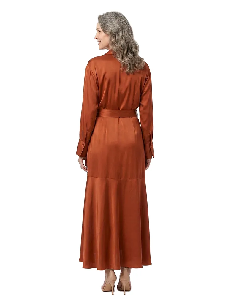 ChicSew Sophisticated V-Neck A-Line Mother Of The Groom Dresses Long Sleeves Belted Satin Wrap Maxi Gown sold by ChicSew product image thumbnail 3