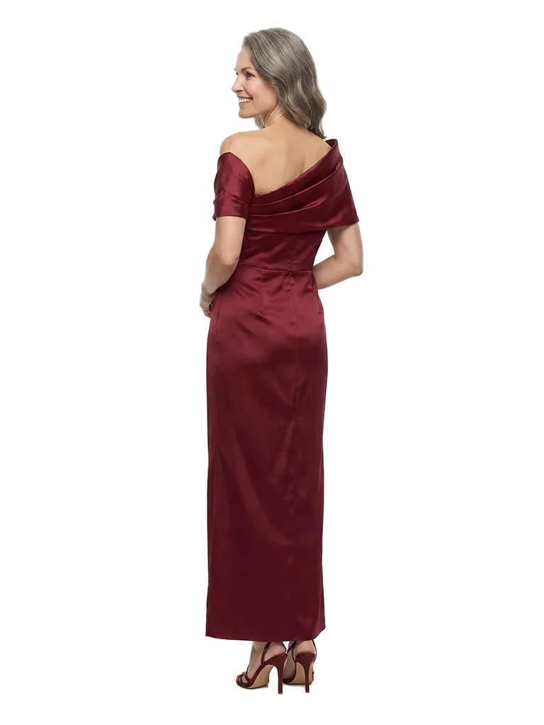 ChicSew Cape Sleeves Ruched Satin Ankle-Length Sheath Mother of the Bride Dress sold by ChicSew product image thumbnail 3