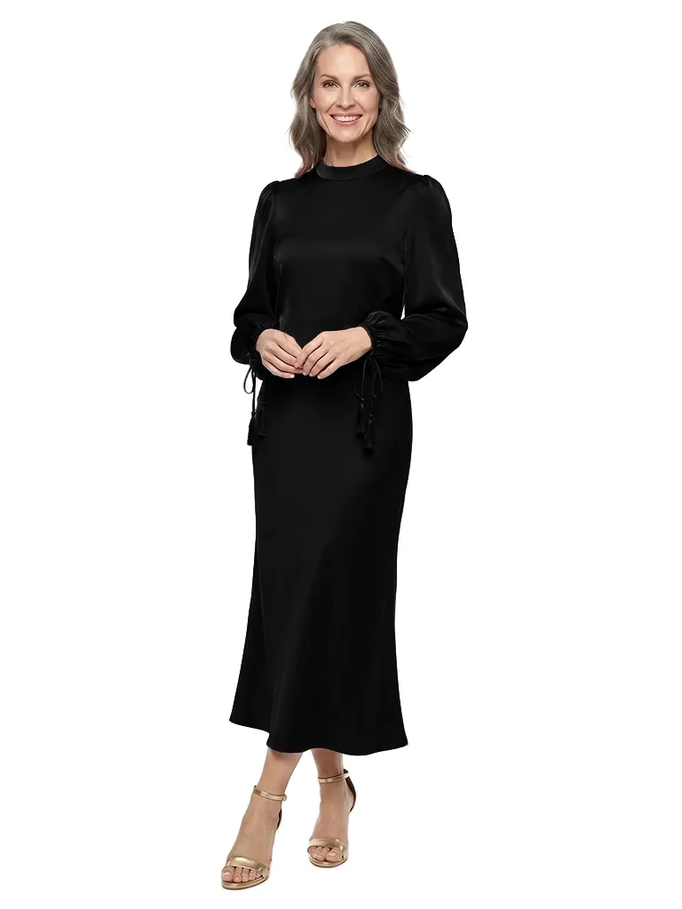 ChicSew Fancy High Neck Mother Of The Bride Dresses Long Sleeve Satin Sheath Evening Gown sold by ChicSew product image thumbnail 4