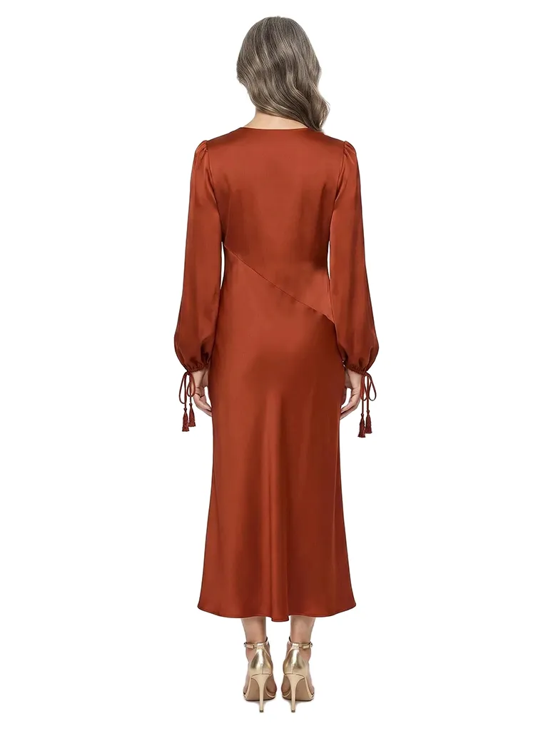 ChicSew Fancy High Neck Mother Of The Bride Dresses Long Sleeve Satin Sheath Evening Gown sold by ChicSew product image thumbnail 3