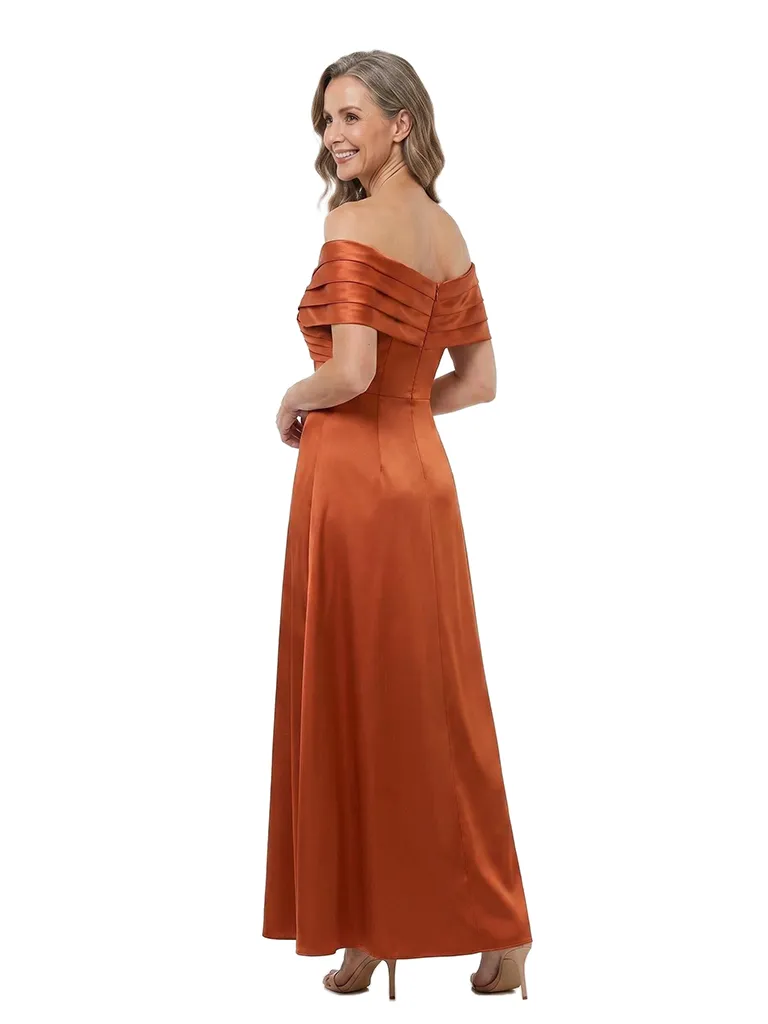 ChicSew Off The Shoulder Satin Ankle Length A-Line Mother of the Bride Dress sold by ChicSew product image thumbnail 3